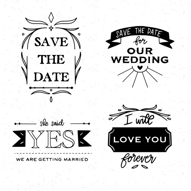 Vintage save the date lettering collection