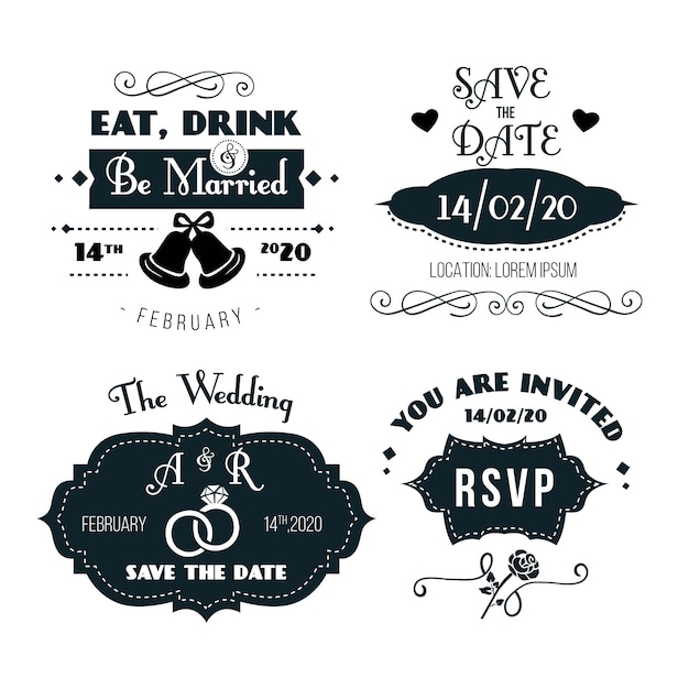 Free vector vintage save the date lettering collection