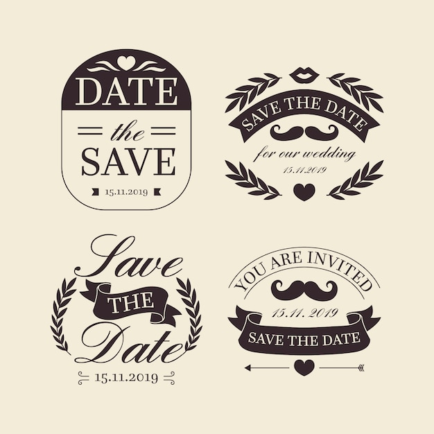 Vintage save the date lettering collection