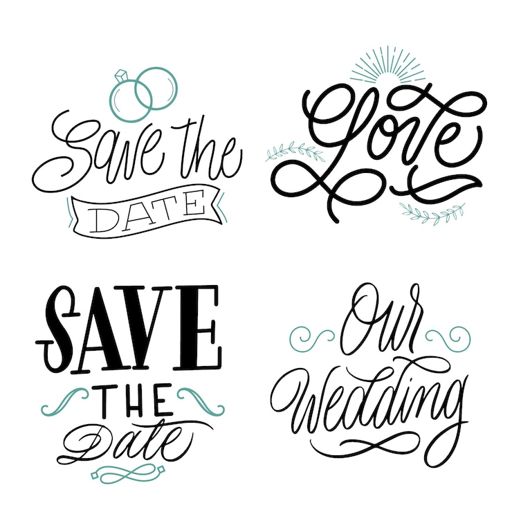 Free Vector vintage save the date lettering collection