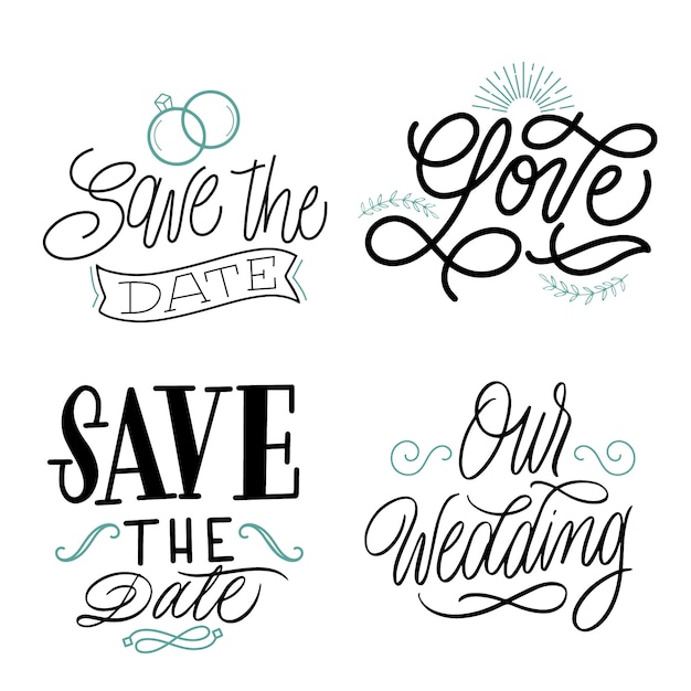 Vintage save the date lettering collection