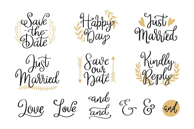 Vintage save the date lettering pack