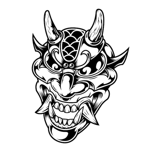 Vintage scary demon head concept