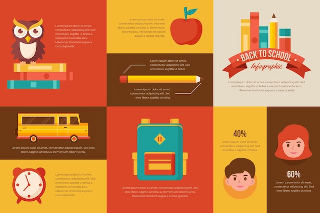 Free vector vintage school infographics collection