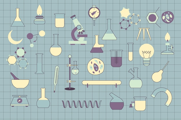 無料ベクター ビンテージの科学教育の背景