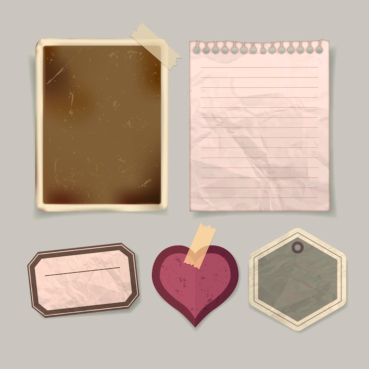 Free Vector vintage scrapbook paper pack