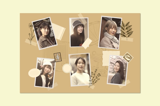 Free vector vintage scrapbook style kpop photocard photo collage