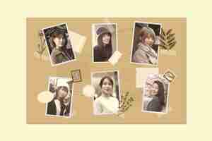 Free vector vintage scrapbook style kpop photocard photo collage