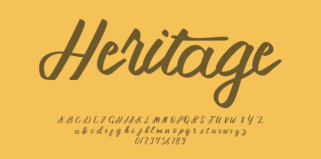 Vintage script alphabet font