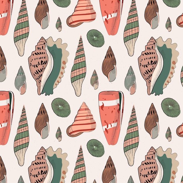 Free vector vintage seashell pattern