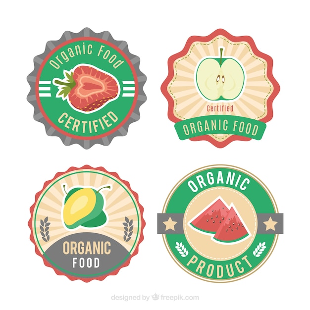 Vintage selection of round organic food labels