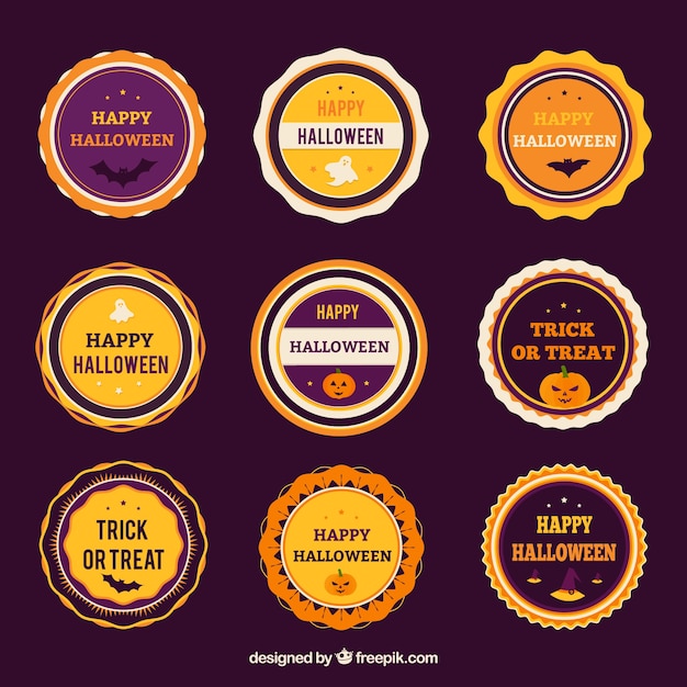 Free vector vintage set of halloween stickers