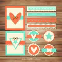 Vettore gratuito vintage set di elementi bella scrapbooking