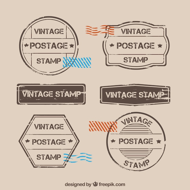 무료 벡터 게시물 우표의 빈티지 세트