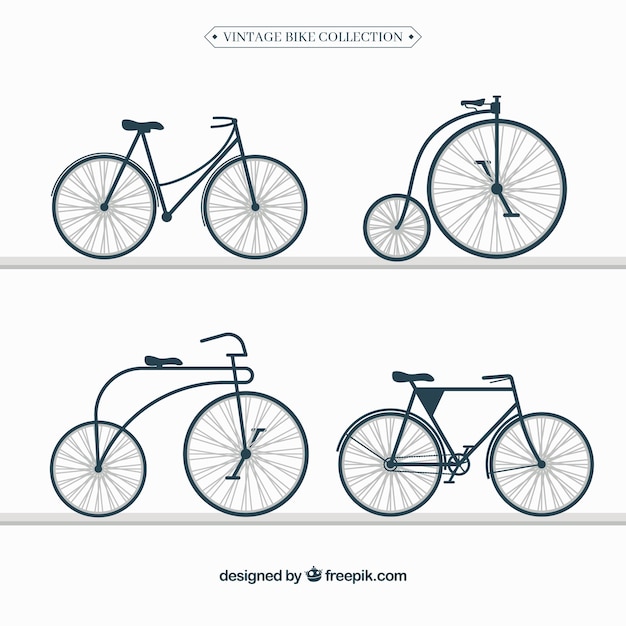 Free vector vintage set of retro bicycles