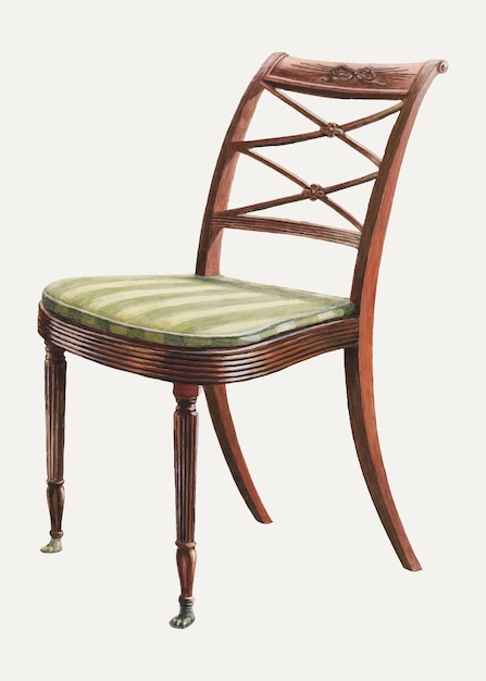 Винтажная векторная иллюстрация бокового стула, сделанная по мотивам работы Фердинанда Картье