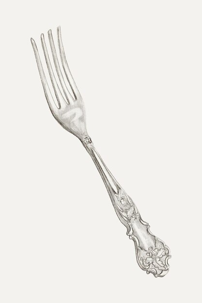 リボン付きカトラリー ビンテージテーブル設定彫刻 手描きのフォーク ナイフ 食品スプーンスケッチイラストセット プレミアムベクター