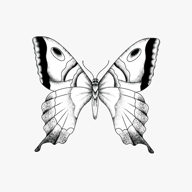 ヴィンテージシンプルな古い学校のフラッシュ蝶のタトゥーのデザインアイコン