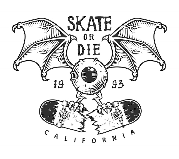 Бесплатное векторное изображение Винтажный скейтбординг логотип