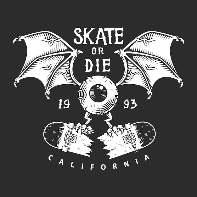 Vintage skateboarding monochrome logo