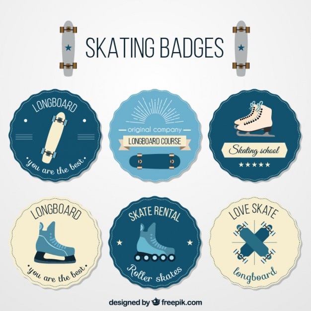 Free vector vintage skating badges