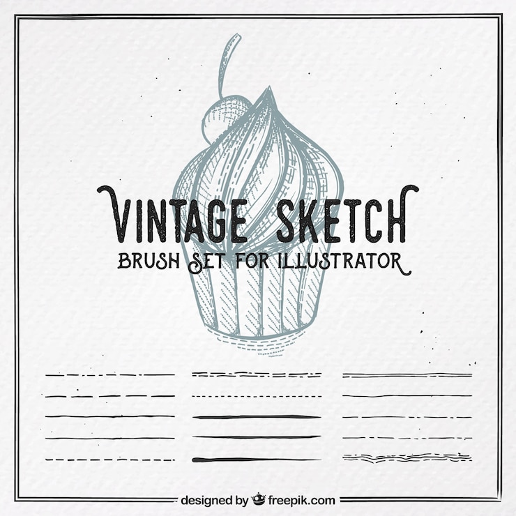 Free Vector vintage sketch, brush set for illustrator