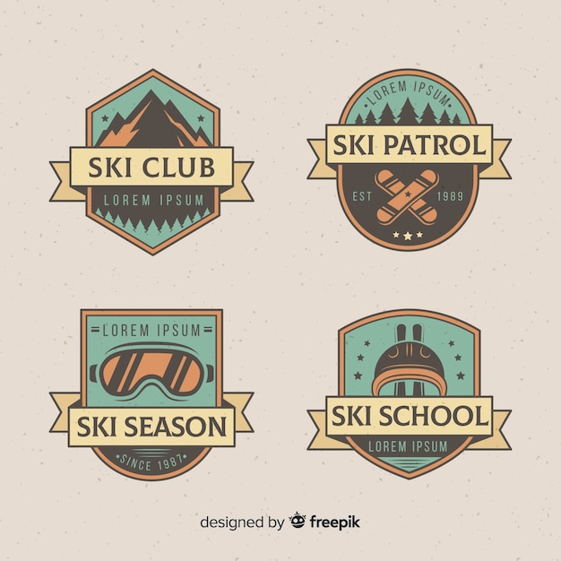 Vintage ski badge collection