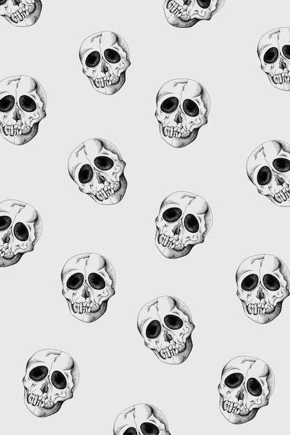 Free vector vintage skull pattern gray background vector