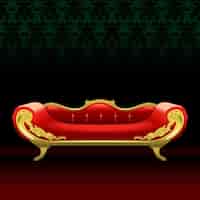Free vector vintage sofa with gold decorations