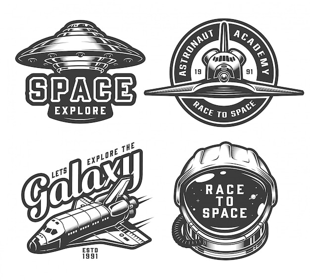 Free vector vintage space logos collection