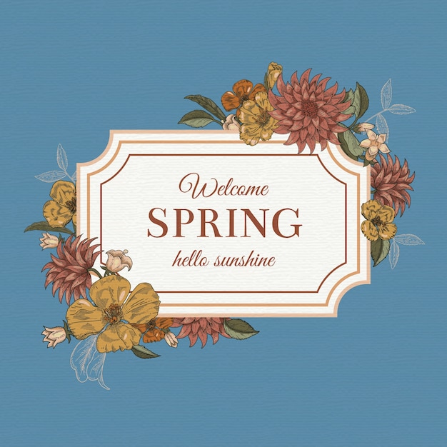 Vintage spring floral frame