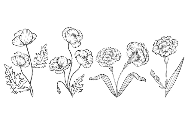 Free vector vintage spring flower collection