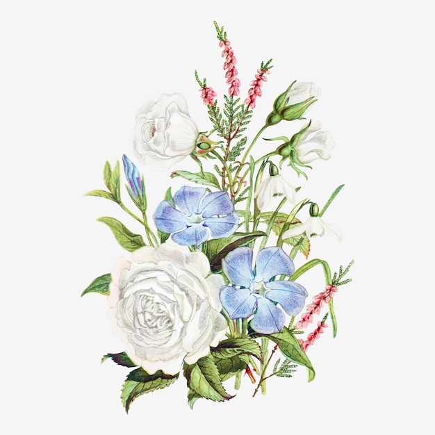 Free vector vintage spring flowers bouquet