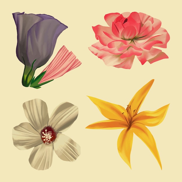 Free vector vintage spring flowers pack