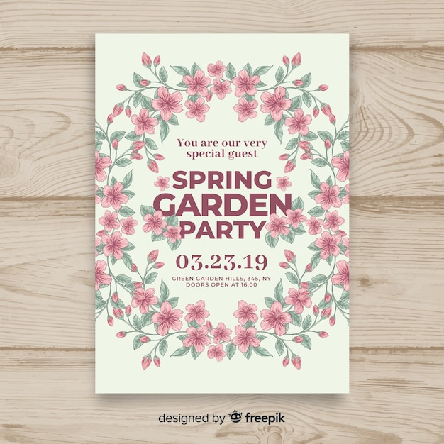 Free vector vintage spring garden party flyer