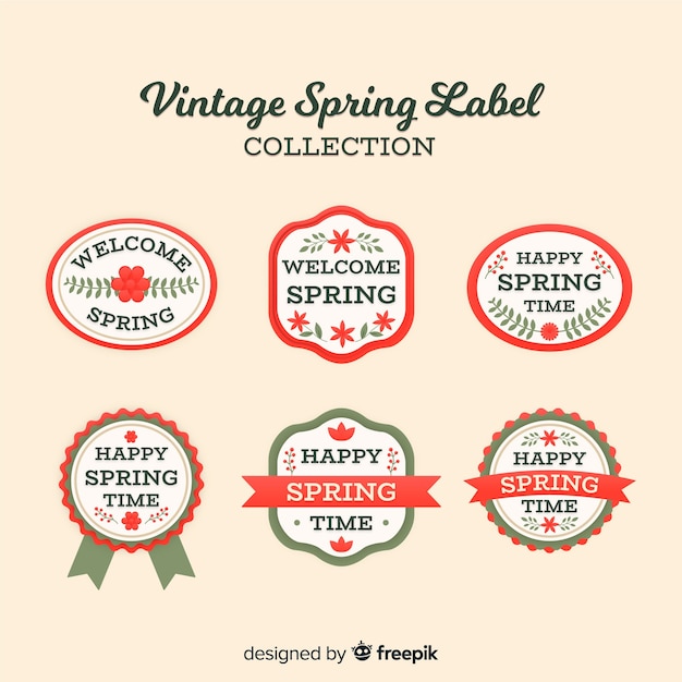 Free vector vintage spring label collection