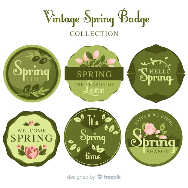 Free vector vintage spring label collection