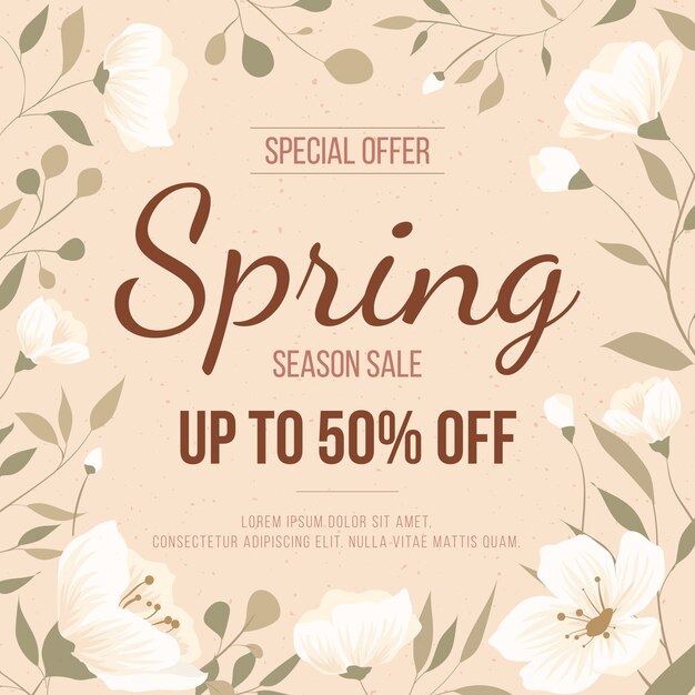 Free Vector vintage spring sale with flowers