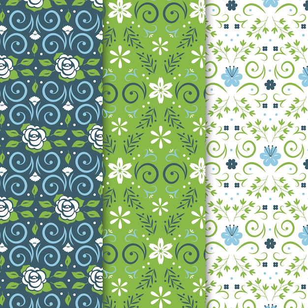 Vintage spring seamless pattern with flowers and curved lines