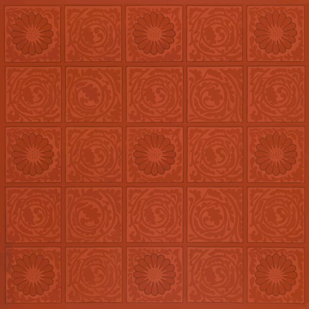 Vintage squared red flower pattern