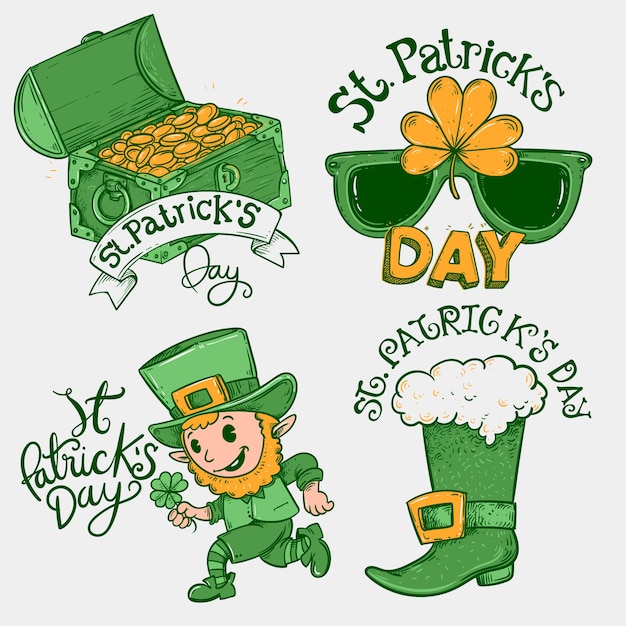 Vettore gratuito collezione di badge vintage st patricks day