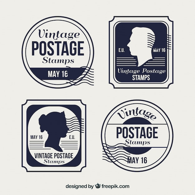 Free vector vintage stamp collection