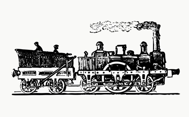Иллюстрация старинных паровозов