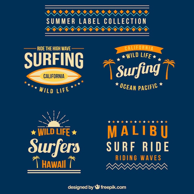 Vintage stickers of surf pack