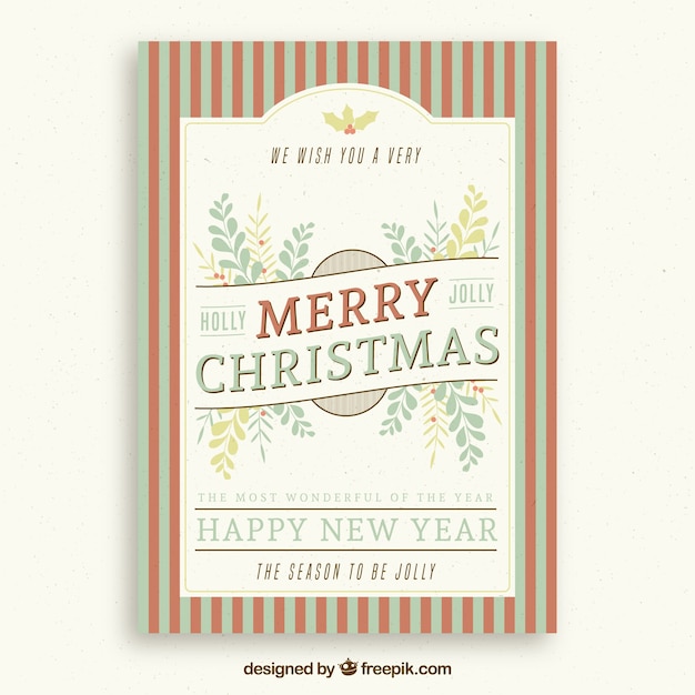 Free vector vintage striped merry christmas flyer