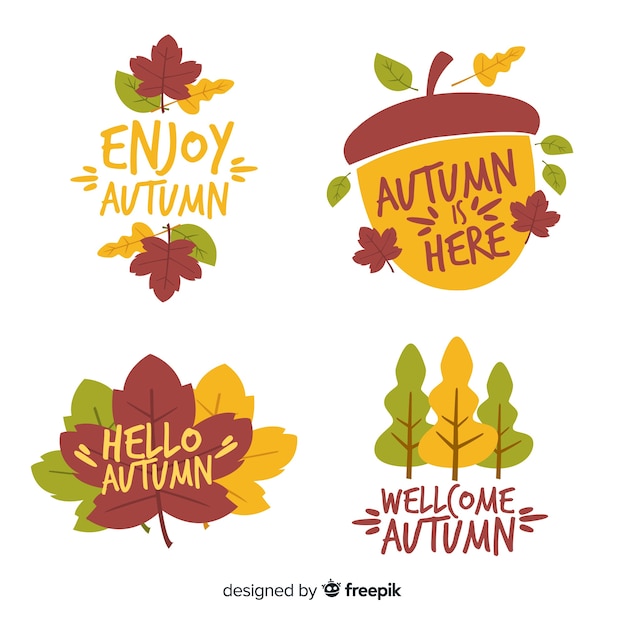 Vettore gratuito collezione di badge autunno stile vintage