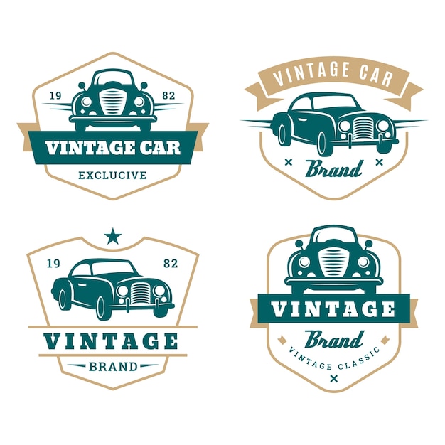 Vettore gratuito collezione di logo auto stile vintage