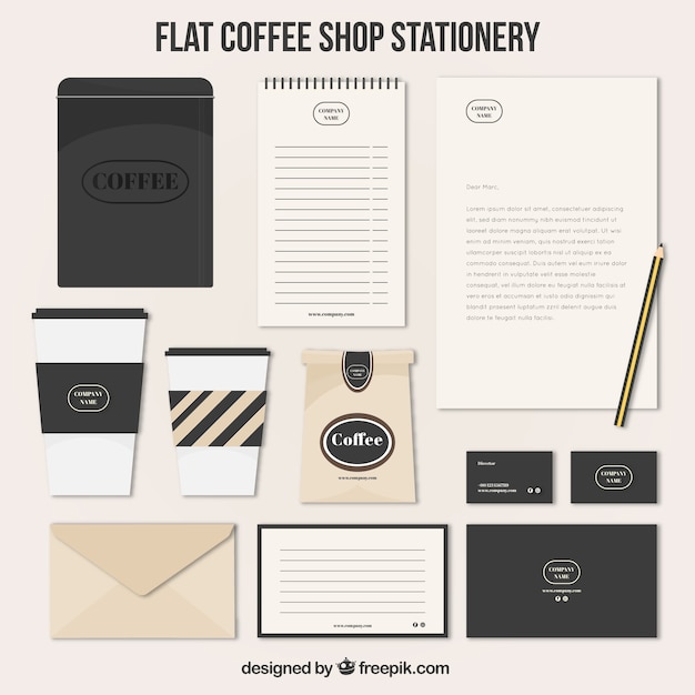 Vintage style coffee stationery set