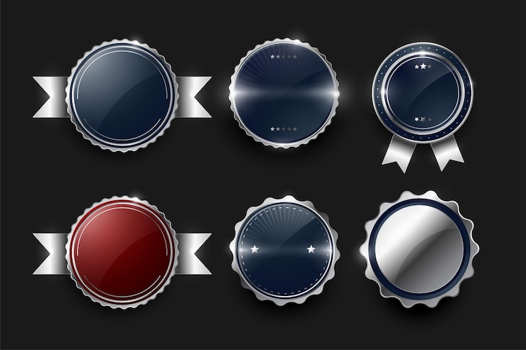Free Vector vintage style empty badge label symbol banner in set of six