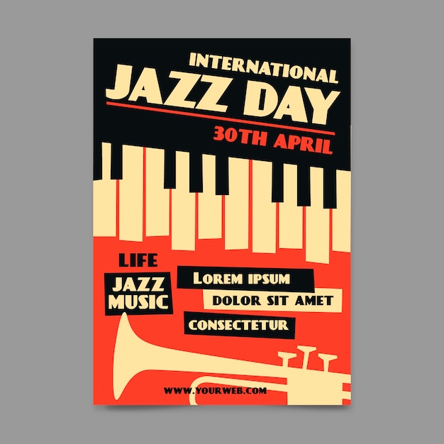 Vintage style international jazz day poster